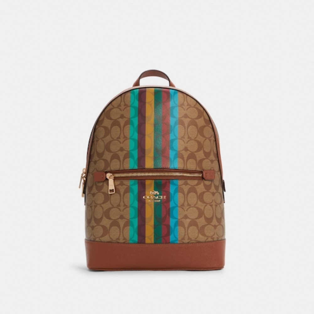 🔥🔥🔥COACH  Kenley Backpack In Signature Canvas With Color Stripes